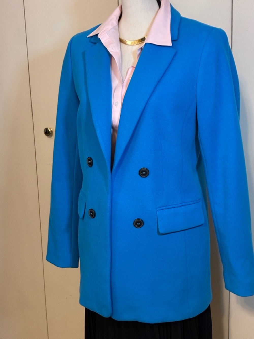 Talbots Vibrant Turquoise/Blue Double-Breasted Jacket